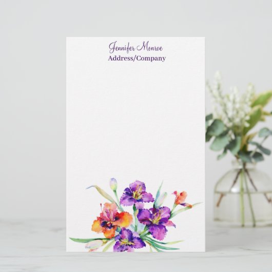 Paarse en rode Iris op maat Briefpapier (Staand voorkant)