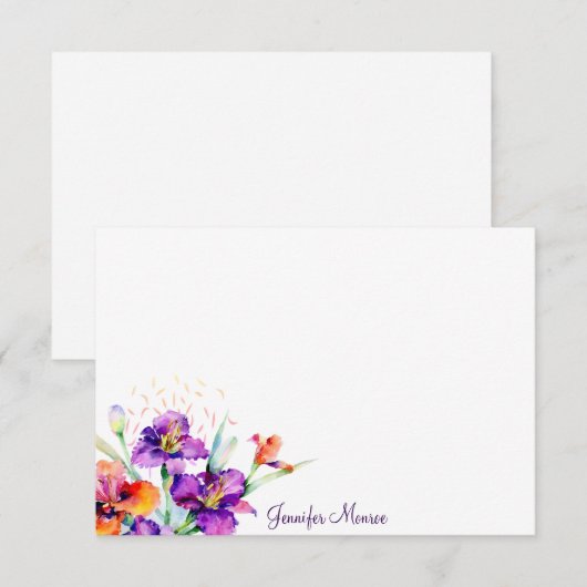 Paarse en rode Iris op maat Notitiekaartje (Voorkant / Achterkant)