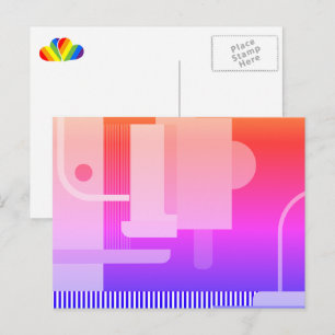 Paarse en rode regenboogharten briefkaart