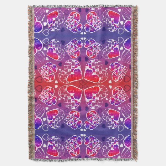 Paarse en rode roomkleurige rotsachtige kunsten deken (Voorkant Verticaal)