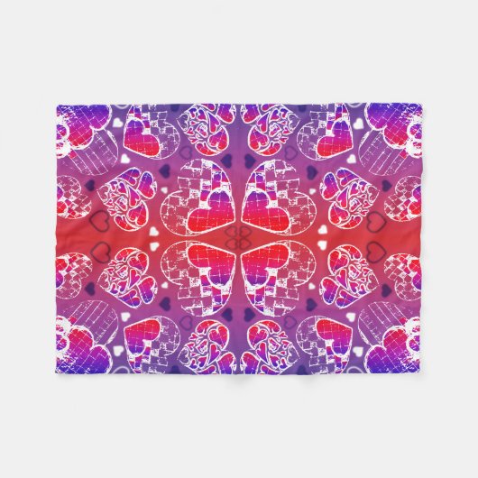 Paarse en rode roomkleurige rotsachtige kunsten fleece deken (Voorkant (Horizontaal))