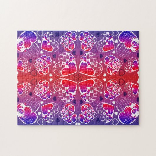 Paarse en rode roomkleurige rotsachtige kunsten legpuzzel (Horizontaal)