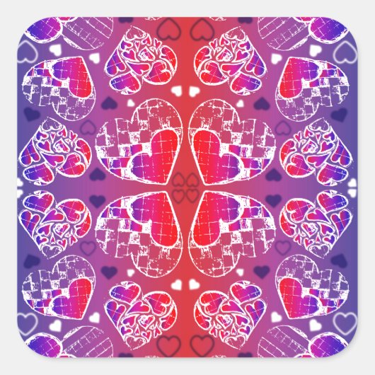 Paarse en rode roomkleurige rotsachtige kunsten vierkante sticker (Voorkant)