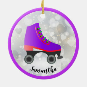 Paarse en rode Schaats ontwerpversiering Keramisch Ornament