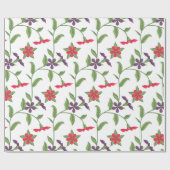 Paarse en rode schattige bloemen cadeaupapier (Vlak)