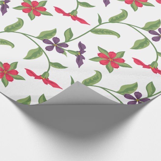 Paarse en rode schattige bloemen cadeaupapier (Hoek)