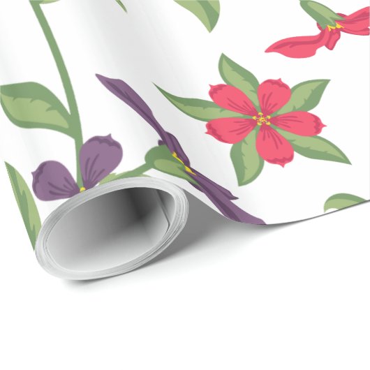 Paarse en rode schattige bloemen cadeaupapier (Rol Hoek)