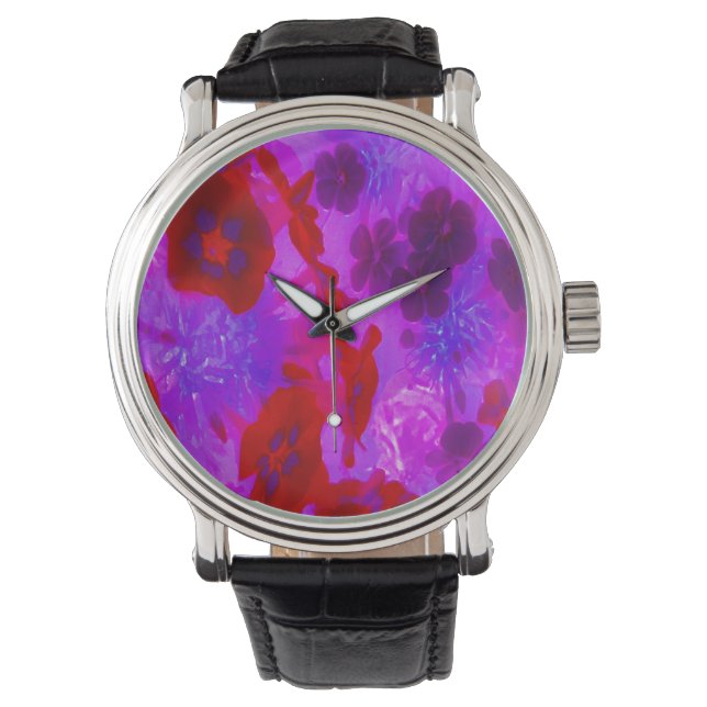  Paarse en rode tuin Phlox Flowers Horloge (Voorkant)