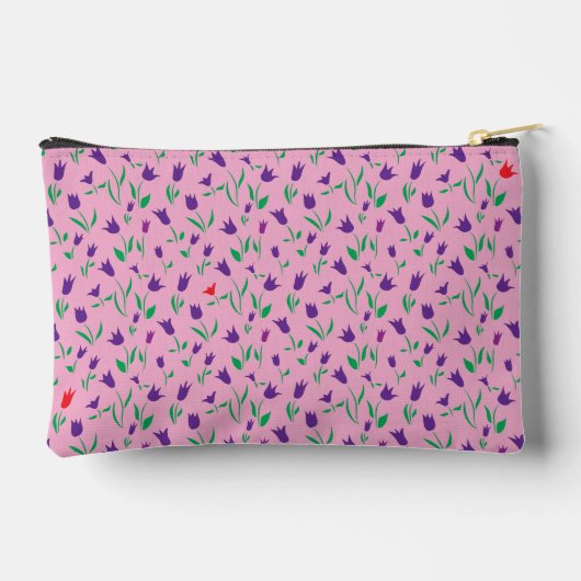 Paarse en rode tulpen op roze achtergrond etui (Achterkant)