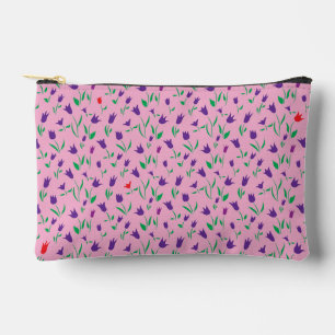Paarse en rode tulpen op roze achtergrond etui