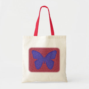 Paarse en rode vlinder tote bag