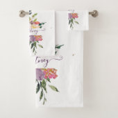 Paarse en rode waterverf bad handdoek (Insitu)