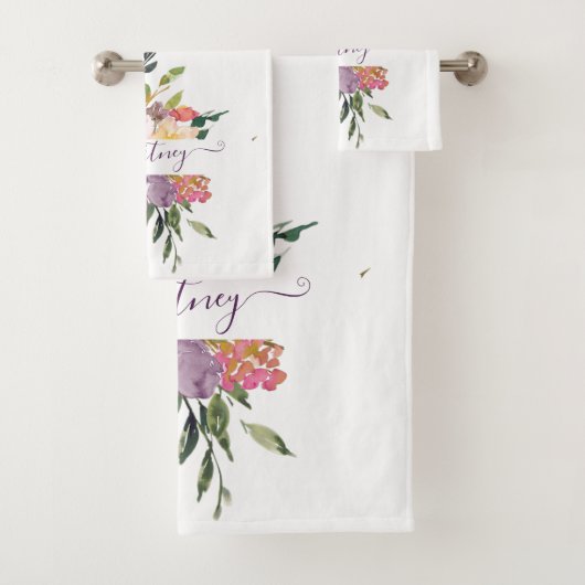 Paarse en rode waterverf bad handdoek (Insitu)