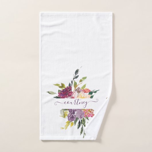 Paarse en rode waterverf bad handdoek (Handdoek)