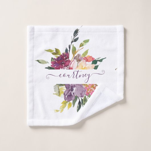 Paarse en rode waterverf bad handdoek (Wasdoekje)