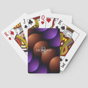 Paarse en Roos Gold Semi-cirkels, naam monogram Pokerkaarten