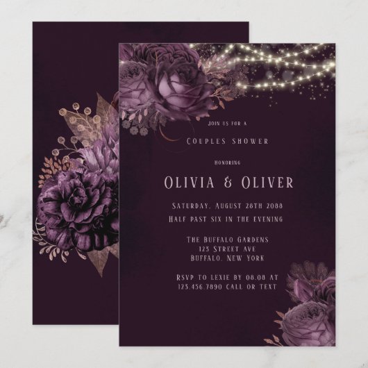 Paarse en Roos gouden peroneschower Kaart (Voorkant / Achterkant)