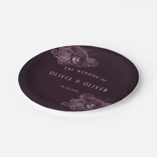 Paarse en Roos gouden pony's (Floral Wedding) Papieren Bordje (Gekanteld)