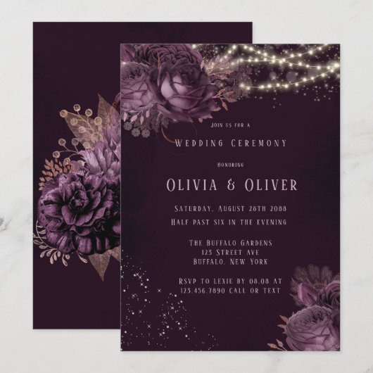 Paarse en Roos gouden pony's Glitter Weddenschap Kaart (Voorkant / Achterkant)