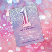 Paarse en roze 1e verjaardag ballon