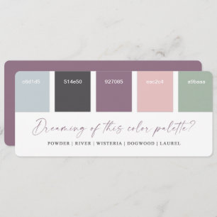 Paarse en roze 2021 Wedding Color Palette Card Kaart