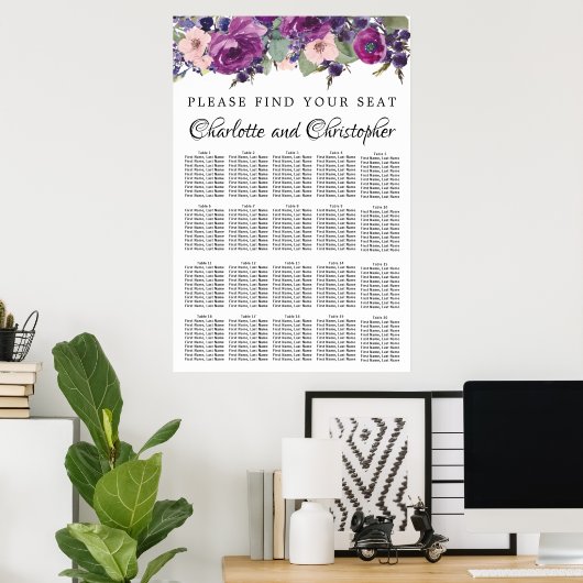 Paarse en roze 20-tafel weddenschappen poster (Thuiskantoor)