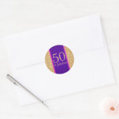 Paarse en Roze 50 & Fabulous 50ste Verjaardag Ronde Sticker (Envelop)