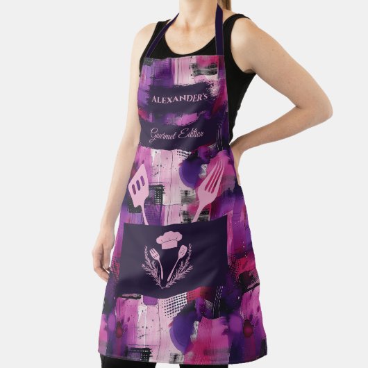 Paarse en roze Abstract - Vetgedrukte monochrome k Schort (Insitu)