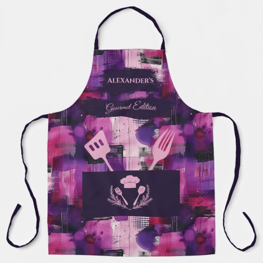Paarse en roze Abstract - Vetgedrukte monochrome k Schort (Voorkant)