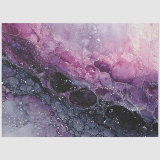 Paarse en Roze Abstracte Fluid Art Tissuepapier (Voorkant)