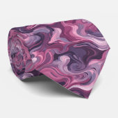 Paarse en roze abstracte golven stropdas (Opgerold)
