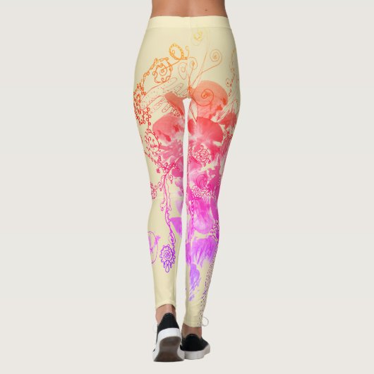 Paarse en roze Abstracte Leggings (Achterkant)
