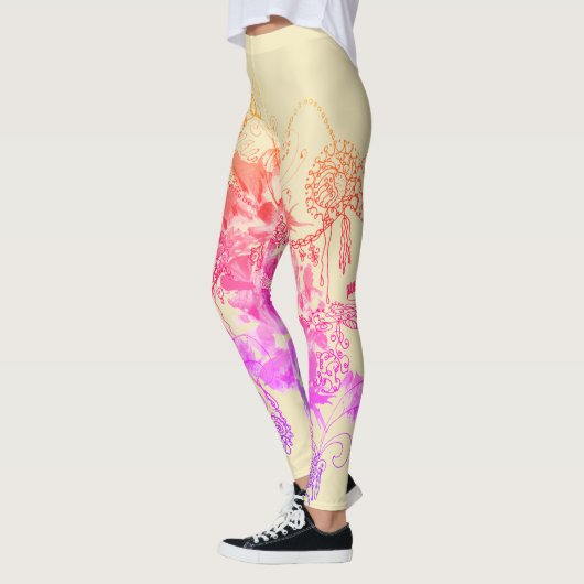 Paarse en roze Abstracte Leggings (Links)