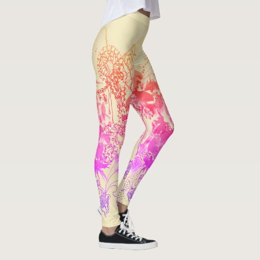 Paarse en roze Abstracte Leggings (Rechts)