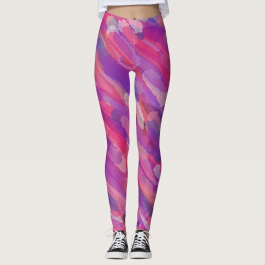Paarse en roze Abstracte Leggings van het Patroon (Voorkant)