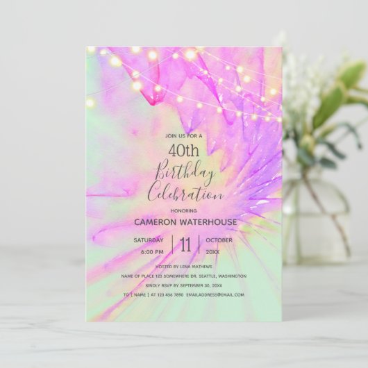 Paarse en roze Abstracte Waterverf, Kaart (Staand voorkant)