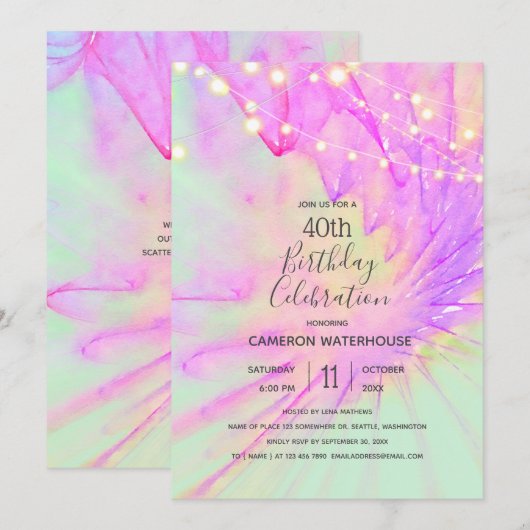 Paarse en roze Abstracte Waterverf, Kaart (Voorkant / Achterkant)