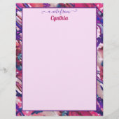 Paarse en roze Abstracte Waterverf op printerforma Briefhoofd (Voorkant)