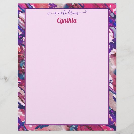 Paarse en roze Abstracte Waterverf op printerforma Briefhoofd (Voorkant)