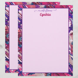 Paarse en roze Abstracte Waterverf op printerforma Briefhoofd