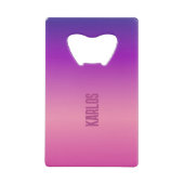 Paarse en roze achtergrond creditkaart flessenopener (Voorkant)