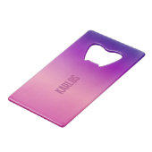 Paarse en roze achtergrond creditkaart flessenopener (Achterkant Gekanteld)