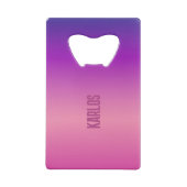 Paarse en roze achtergrond creditkaart flessenopener (Achterkant)