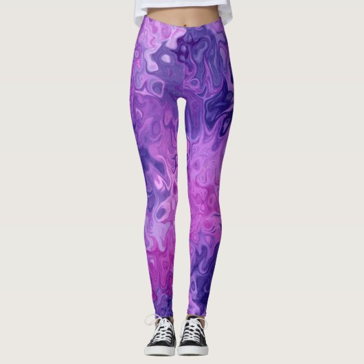 Paarse en roze achtergrond leggings (Voorkant)