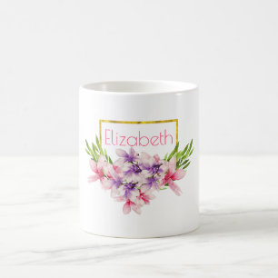 Paarse en Roze Aquarel Magnolia Persoonlijk Koffiemok