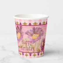 Paarse en roze aquarel