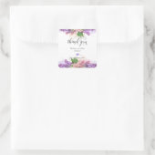 Paarse en Roze Aquarel Sering Bloemen Bedankt Vierkante Sticker (Tas)