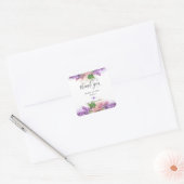 Paarse en Roze Aquarel Sering Bloemen Bedankt Vierkante Sticker (Envelop)
