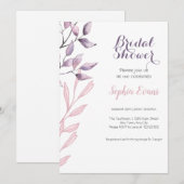 Paarse en roze bladeren wit Vrijgezellenfeest Kaart (Voorkant / Achterkant)