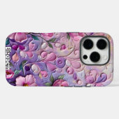 Paarse en roze bloei abstractie Case-Mate iPhone case (Achterkant (horizontaal))
